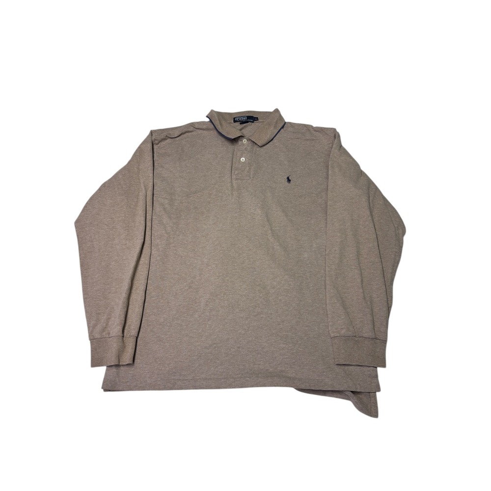 Polo Ralph Lauren Long Sleeve Polo‎ Shirt Men's Beige Heather XL Cotton